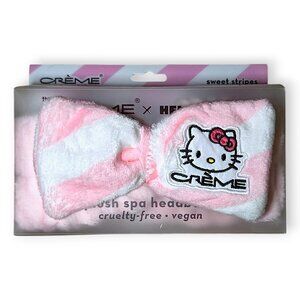 The Crème Shop x Hello Kitty “Sweet Stripes” Plush Spa Headband Pink/White Bow